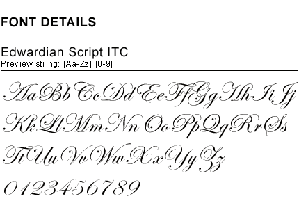 Title Cut Signs Online Font Edwardian Script